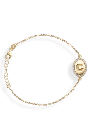Meshmerise Diamond Initial Disc Bracelet In Yellow-c