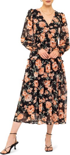 Lucky Brand Medium Floral Contemporary Cold Shoulder High Neck Tie MIDI  Dress - $45 - From Jenns