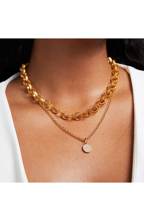 Dean Davidson Petit Pavé Knockout Disc Pendant Necklace In White Topaz/gold
