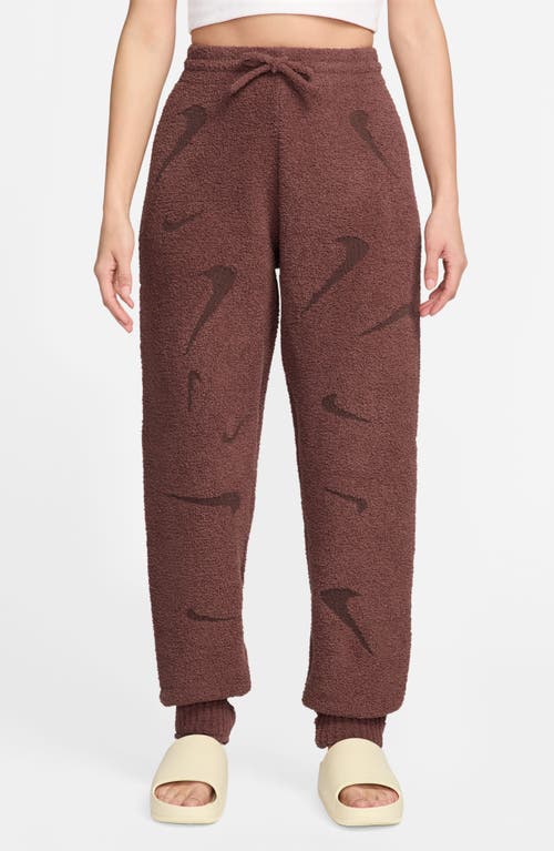 Nike Phoenix Bouclé High Waist Joggers In Red Sepia