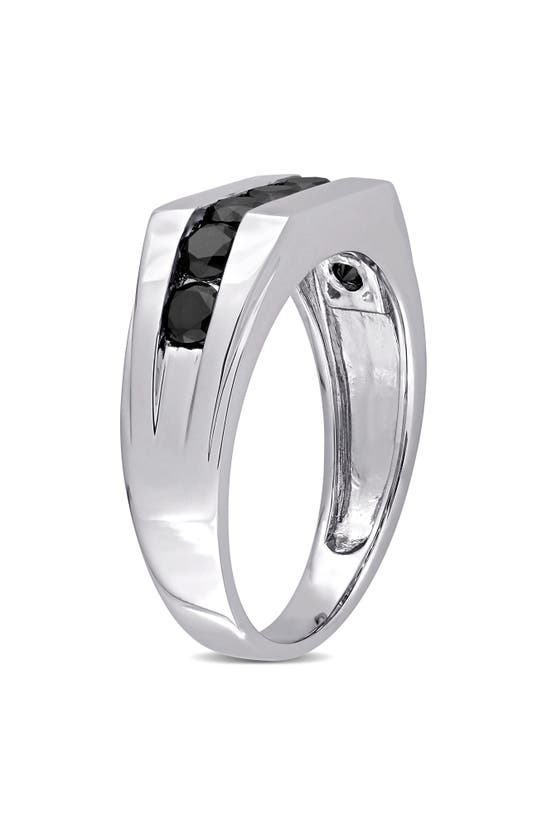 Delmar Channel Set Black Diamond Band Ring In Black