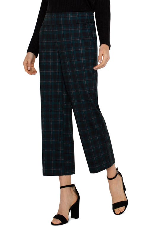 Shop Liverpool Mabel Windowpane Crop Wide Leg Pants In Dark Forest