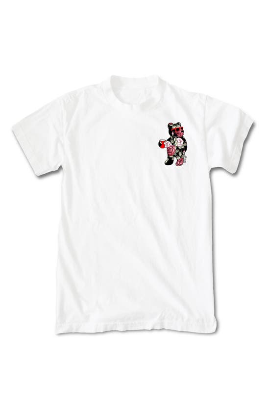 Shop Riot Society Rose Bear Cotton T-shirt In White