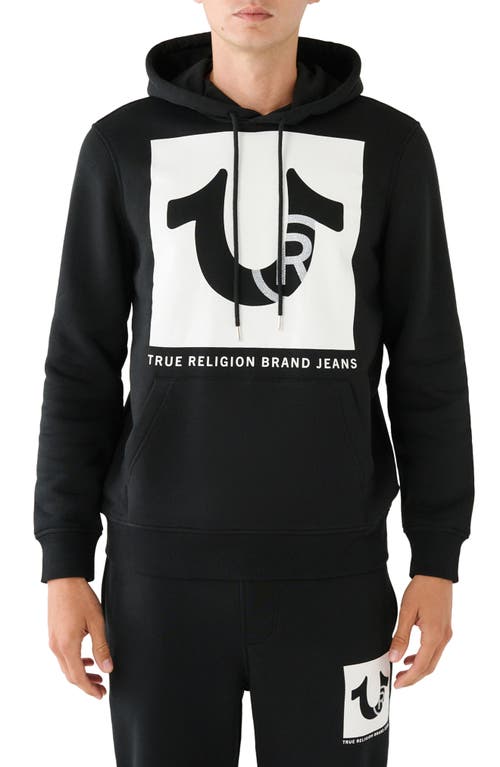 Studded Logo Pullover Hoodie in Jet Black