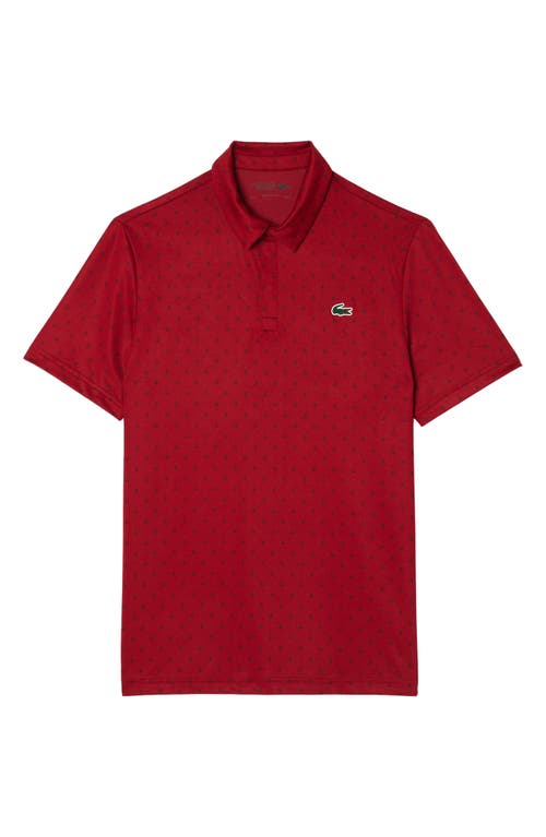 Lacoste Regular Fit Print Stretch Polo Shirt In Burgundy