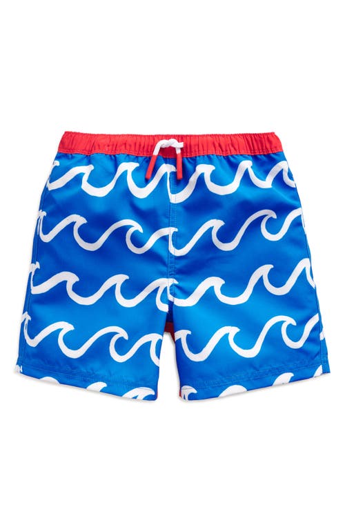 Mini Boden Kids' Swim Trunks Greek Blue Shark Wave at Nordstrom, Y