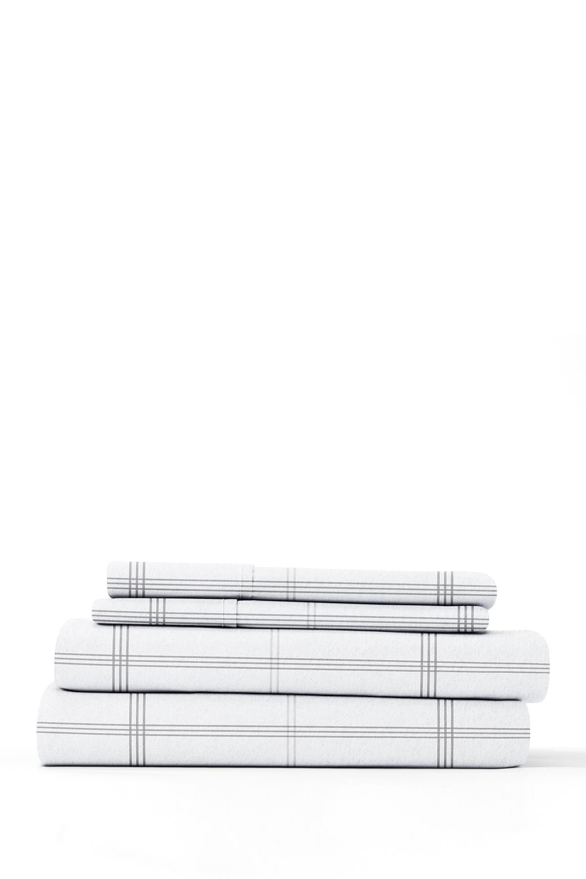 Ienjoy Home Home Collection Premium Checkered 4-piece Flannel Bed Sheet Set In Grey