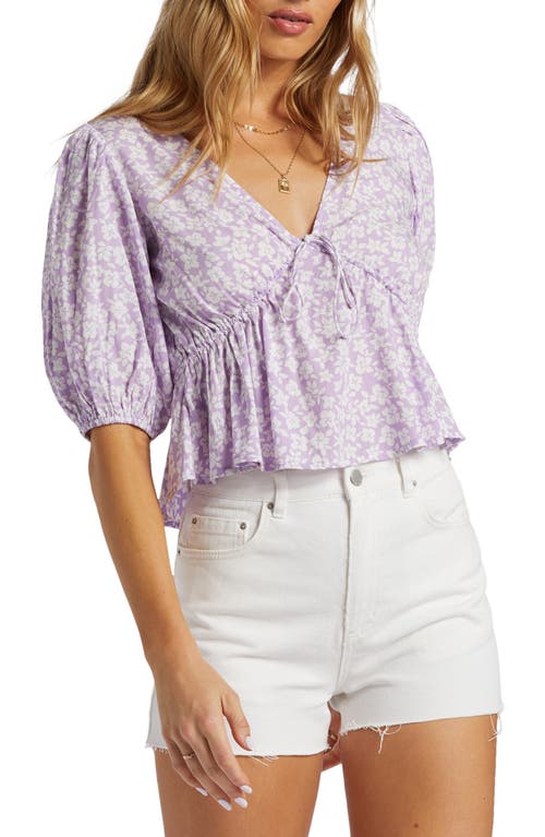 Billabong Floral Puff Sleeve Top In Tulip
