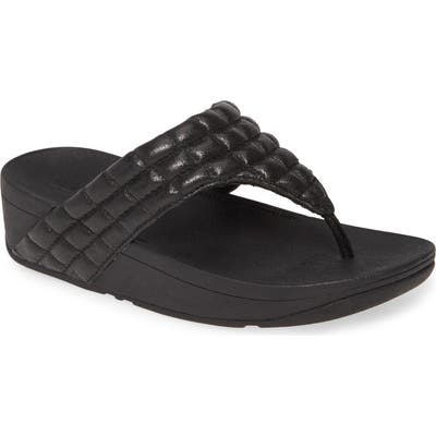 Fitflop Lulu Padded Shimmy Suede Flip Flop, Black