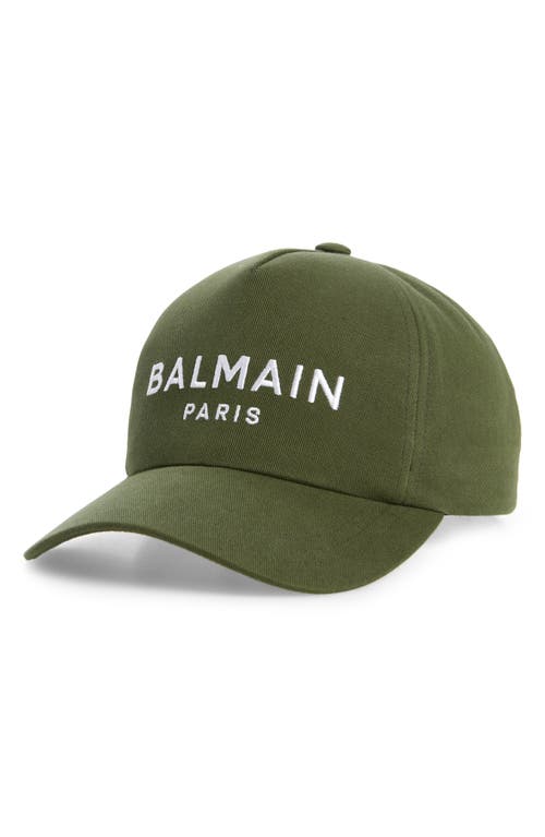 Balmain Embroidered Adjustable Baseball Cap In Uic Khaki/white