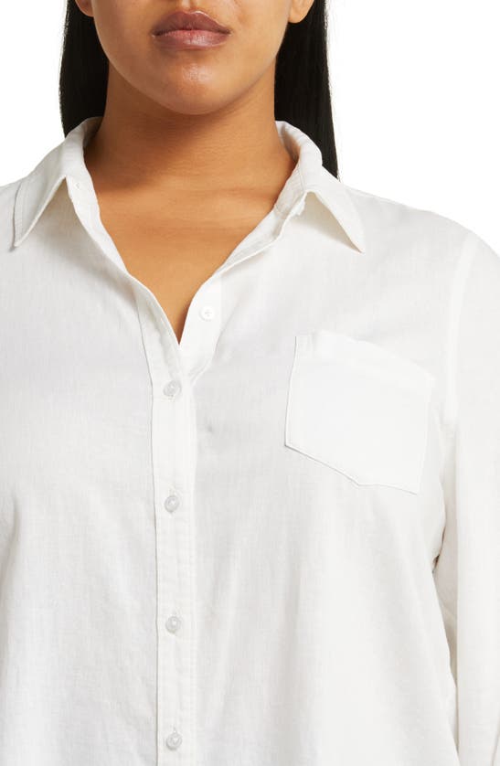 CASLON CASLON(R) LONG SLEEVE LINEN BLEND BUTTON-UP SHIRT