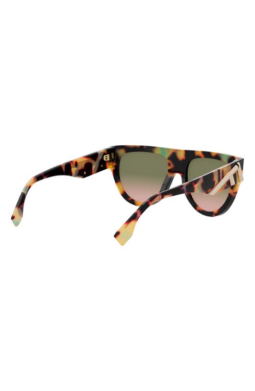 Shop Fendi ' First 139mm Flat Top Sunglasses In Havana/other/gradient Green