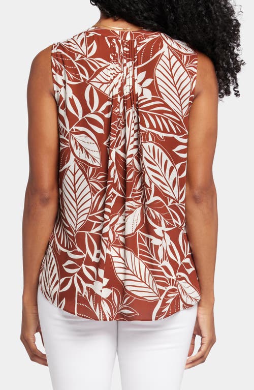 Shop Nydj Print Pleat Back Sleeveless Split Neck Blouse In Arianna