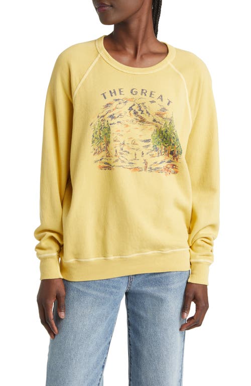 THE GREAT. The College Woodsy Trail Sweatshirt in Straw