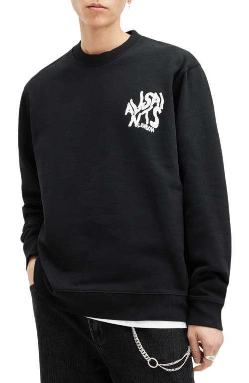 Shop Allsaints Orlando Logo Cotton Graphic Sweatshirt In Jet Black