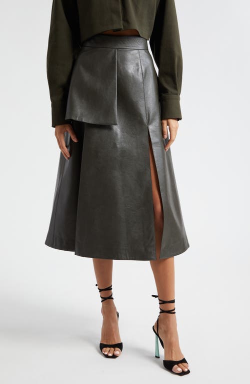 Konate Faux Leather Skirt in Army