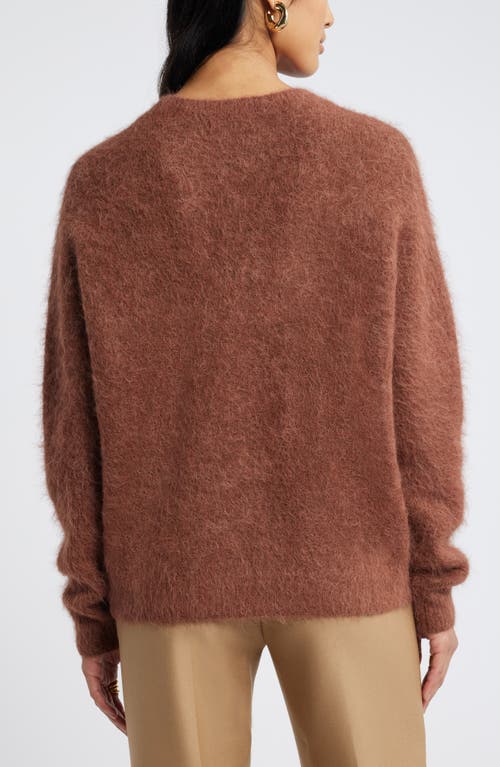 Shop Nordstrom Fuzzy Textured Alpaca Blend Crewneck Sweater In Brown Brunette