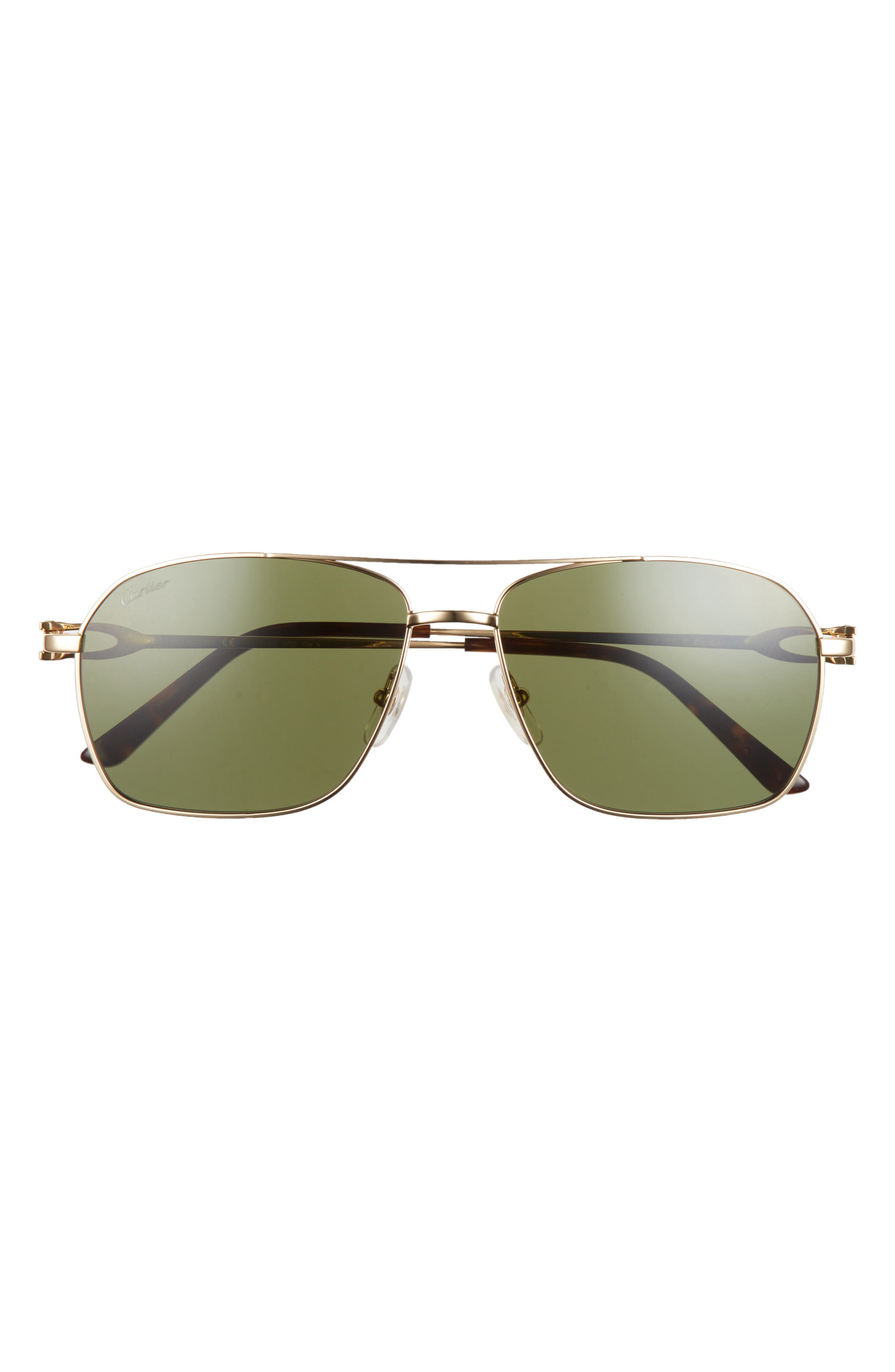 Cartier 59mm Aviator Sunglasses in Gold/Green at Nordstrom