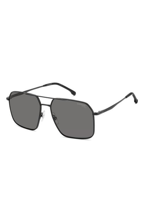 59mm Polarized Aviator Sunglasses in Matte Black/Gray Polar