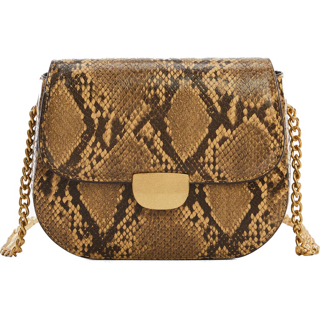 Mango Chain Strap Crossbody Bag In Caramel