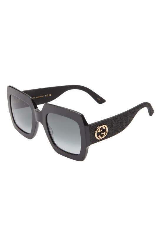 Shop Gucci 54mm Square Sunglasses In Black Black Grey