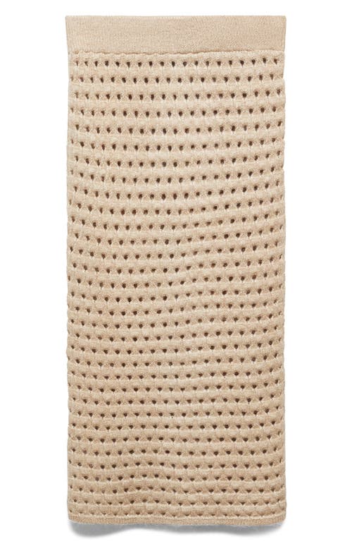Mango Open Stitch Knit Midi Skirt In Light/pastel Grey