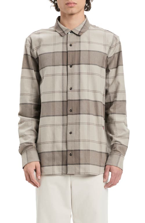 Preston Plaid Cotton & Silk Flannel Button-Up Shirt in Wheat Ash