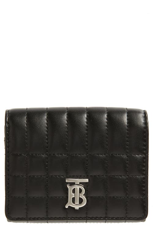 Shop Burberry Lola Quilted Leather Trifold Wallet In Black/palladio