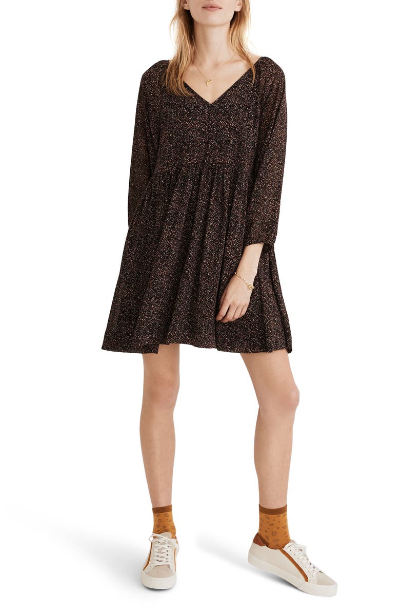 MADEWELL Crinkle Georgette V-Neck Babydoll Dress, Main, color, BRUSHED TEXTURE