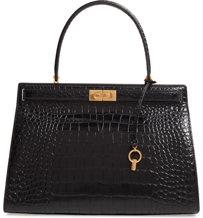 Tory Burch Lee Radziwill Croc Embossed Leather Satchel | Nordstrom