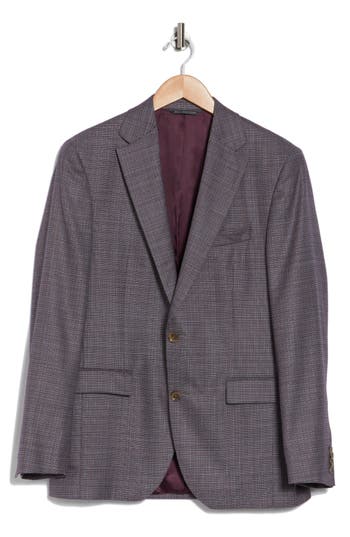 Jack Victor Midland Plaid Wool Blend Sport Coat In Burgundy
