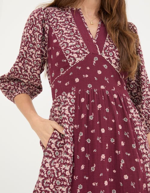 Shop Fatface Kelly Wild Ditsy Midi Dress In Dark Red