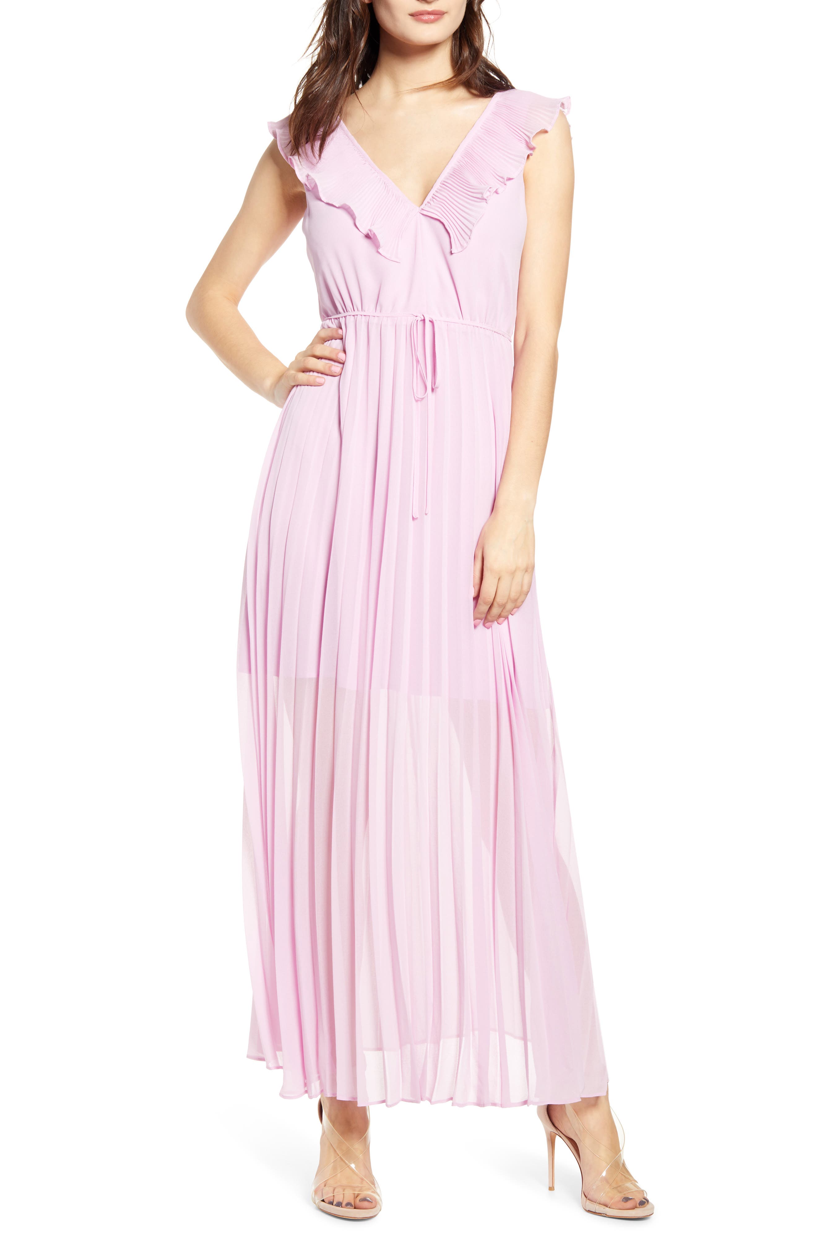 chiffon knife pleated maxi skirt