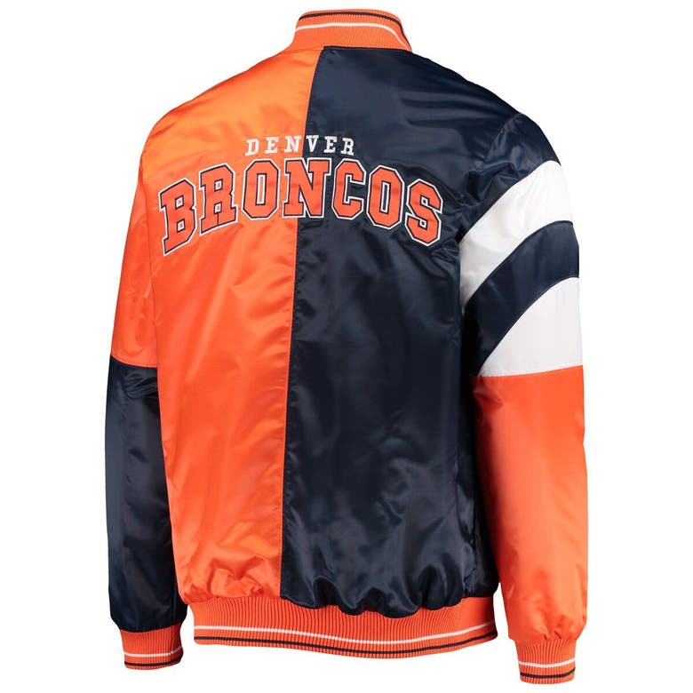 Men's Starter Orange/Navy Denver Broncos Leader Varsity Satin Full