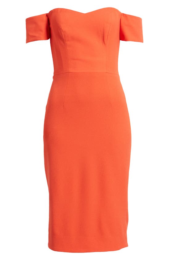 Dress The Population Bailey Off The Shoulder Body-con Dress In Poppy