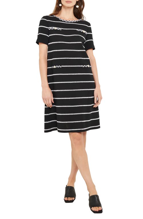 Misook Textured Knit Shift Dress Black/white at Nordstrom,