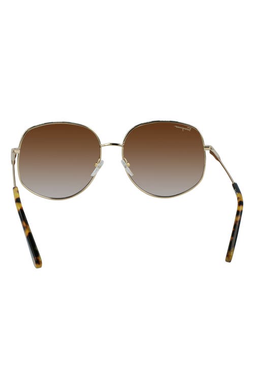 Shop Ferragamo 61mm Gancini Oversize Sunglasses In Gold/tokyo Tortoise