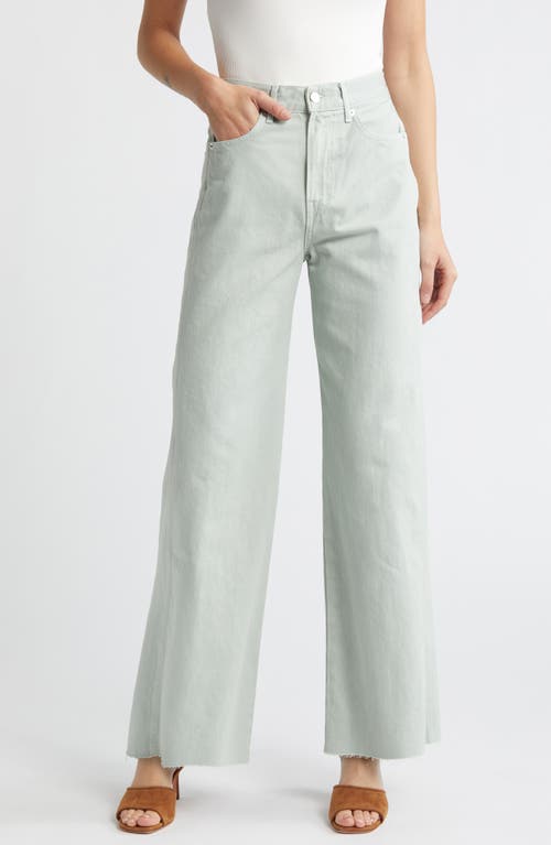 Veronica Beard Taylor High Waist Raw Hem Crop Wide Leg Jeans Silver Sage at Nordstrom,