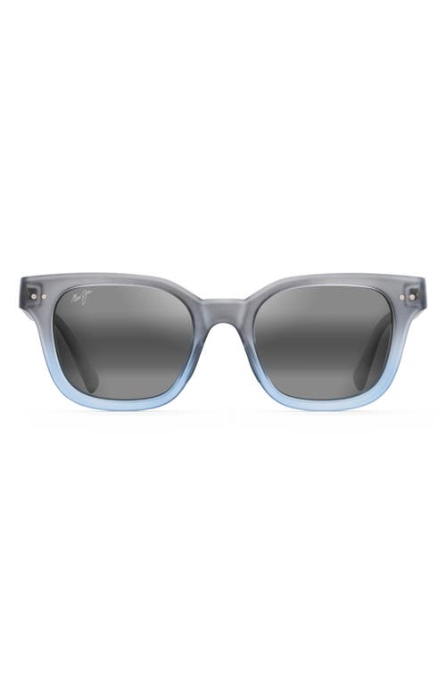 Shop Maui Jim Shore Break 50mm Mirrored Polarizedplus2® Square Sunglasses In Matte Blue Grey/neutral Grey