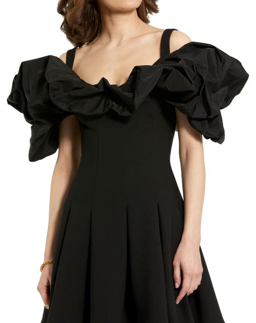 Mac Duggal Crepe Ruffle Godet Hem Mini Dress In Black