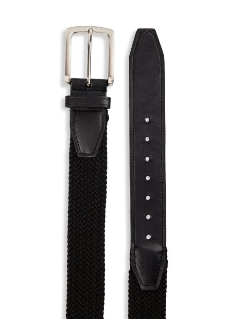 Shop Harbor Bay By Dxl Stretch Braided Leather Belt In Black