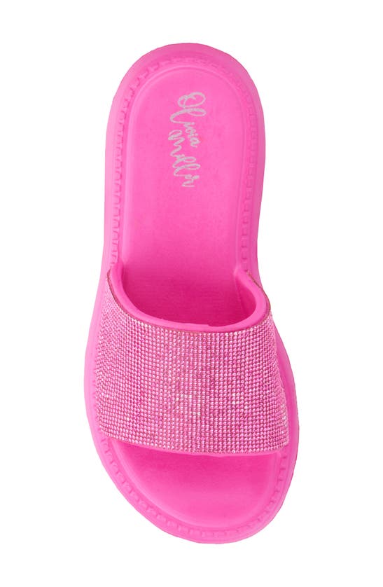 Shop Olivia Miller Glitter Gaze Platform Slide Sandal In Fuchsia