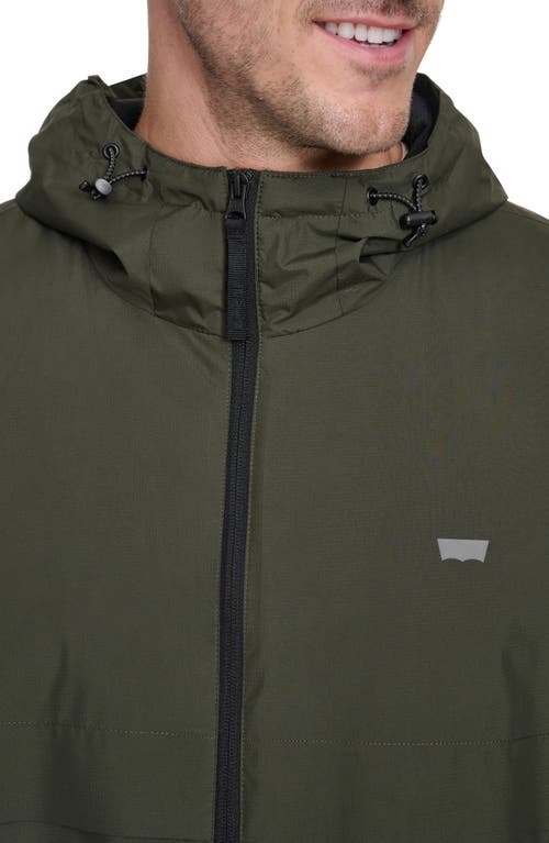 Shop Levi's Water Resistant Hooded Rain Jacket In Olive