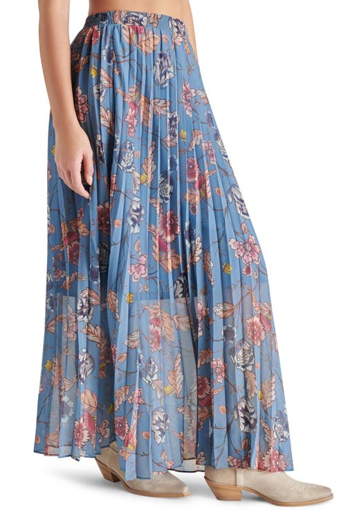 Shop Steve Madden Coppola Floral Pleated Maxi Skirt In Cadet Blue