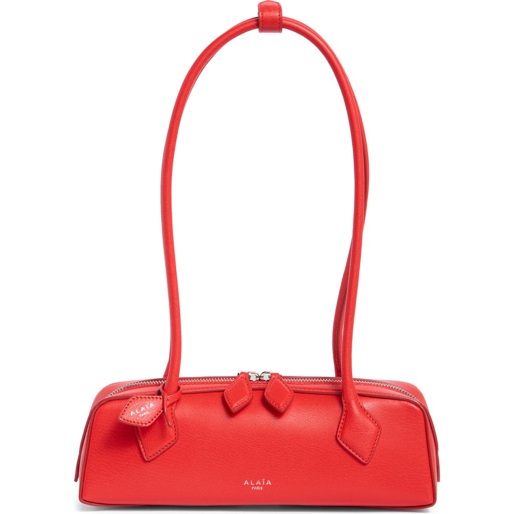 Alaïa Alaia Rouge Vif Le Teckel Small Leather Top-handle Bag In Rouge Vif