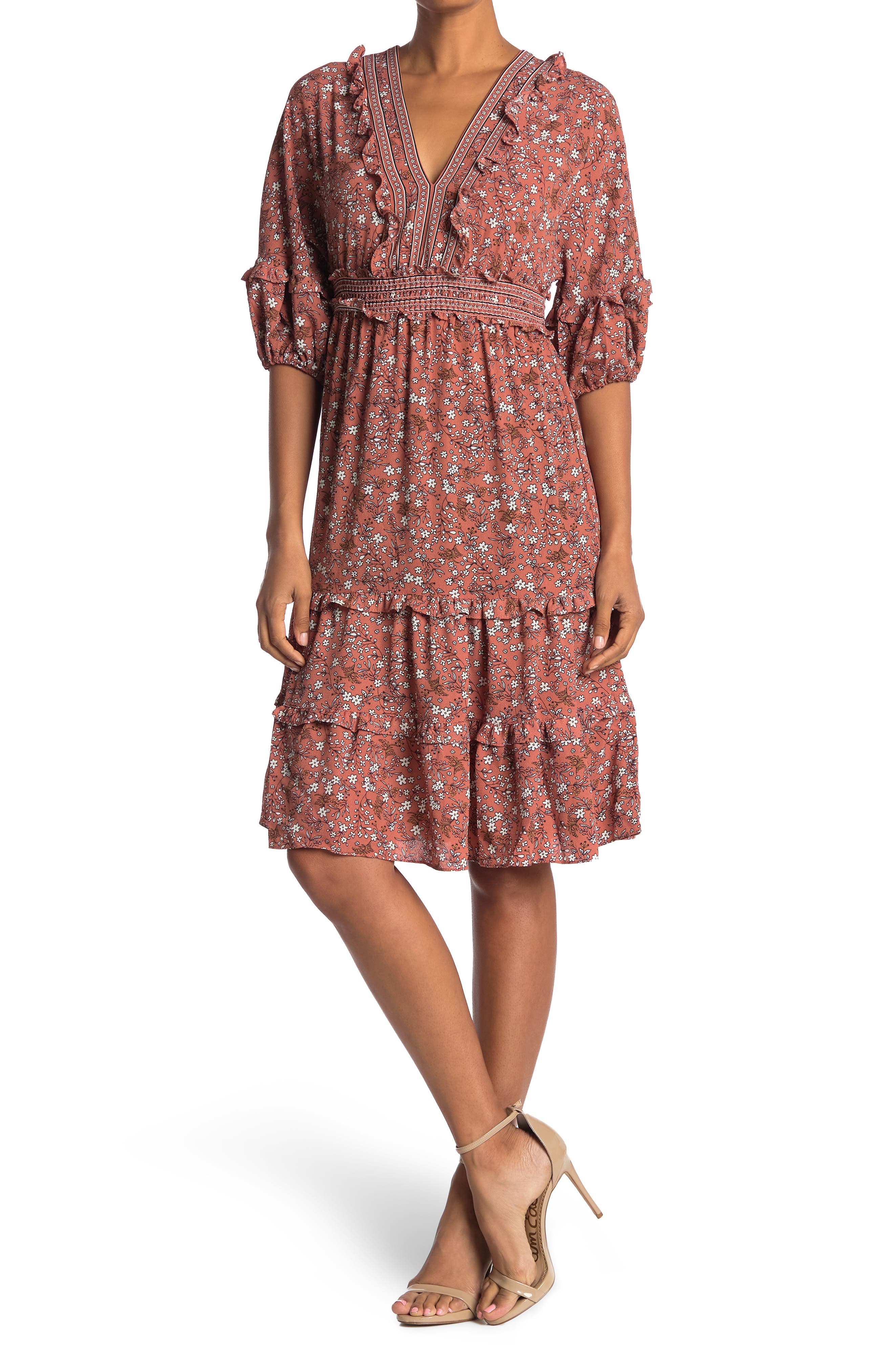 Max Studio V-neck Empire Waist Dress In 