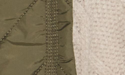 Democracy Mock Neck Quilted Two-fer Jacket In Olive/stone