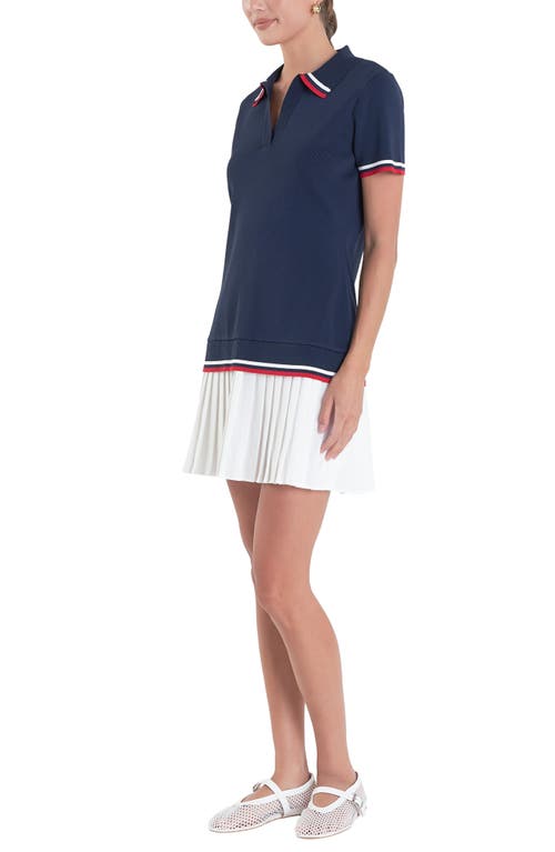 ENGLISH FACTORY ENGLISH FACTORY SPORTS CLUB MIXED MEDIA POLO MINIDRESS
