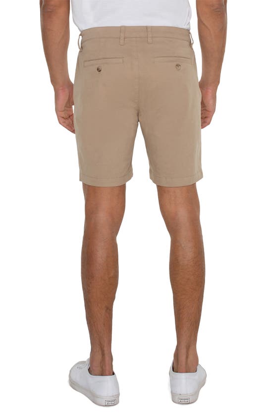 Shop Liverpool Los Angeles Flat Front Stretch Twill Trouser Shorts In Khaki