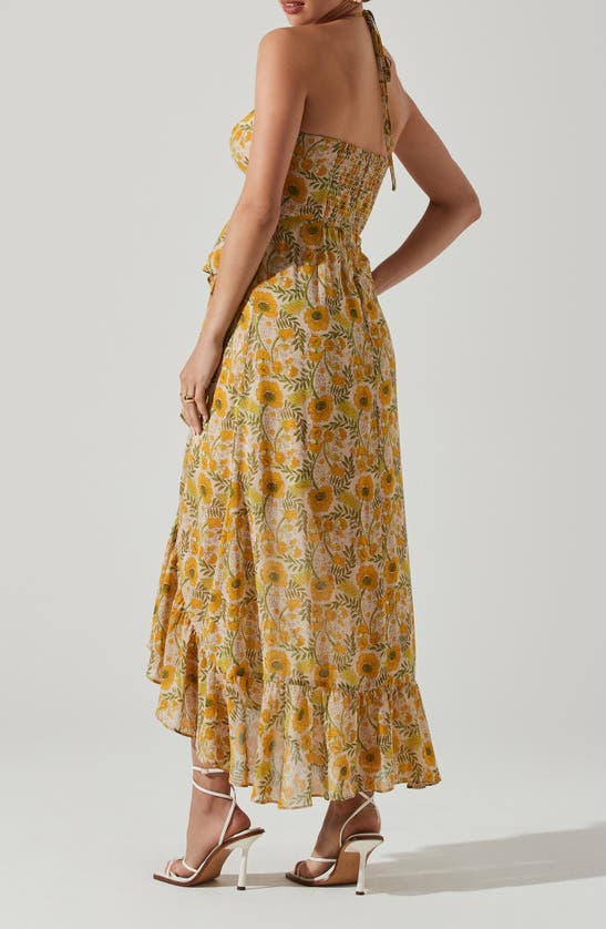 Shop Astr The Label Vivee Halter Dress In Yellow Floral